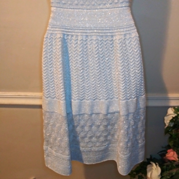 Lauren Ralph Lauren Sparkly Silver Intricate Knit Special Occasion Dress - Picture 7 of 12